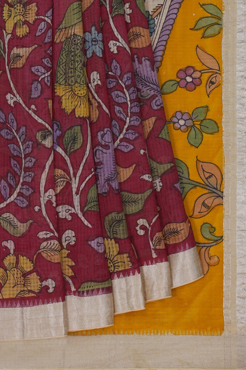 Image of Mangalgiri Silk Kalamkari Saree
