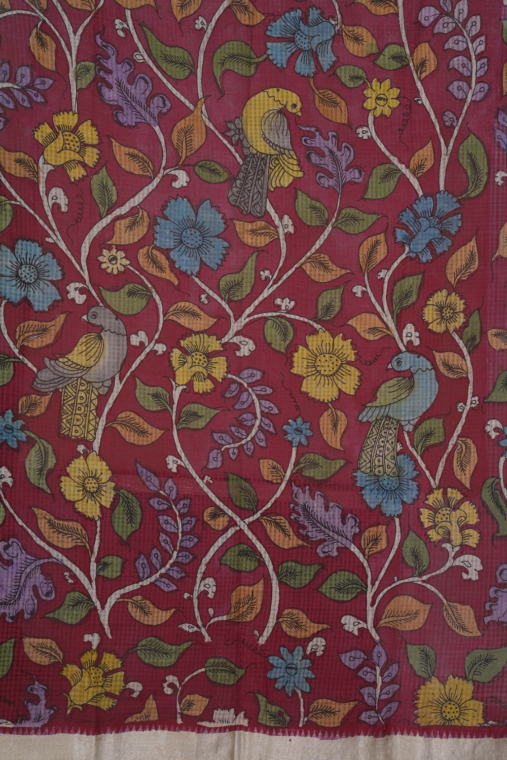 Image of Mangalgiri Silk Kalamkari Saree