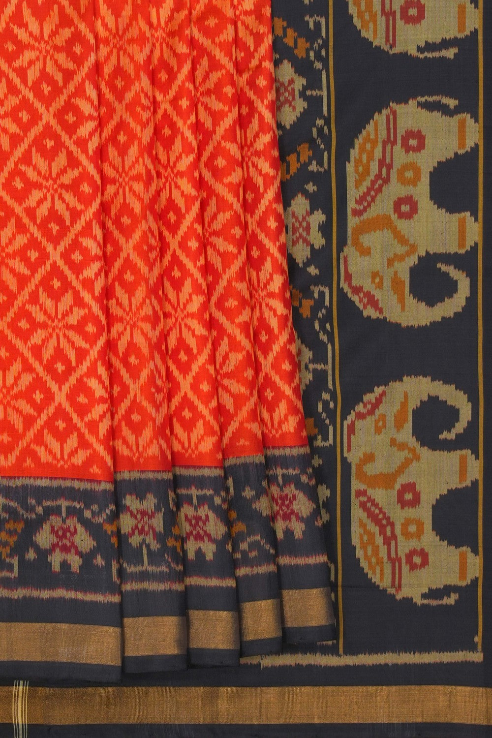 Image of Rajkot Silk Orange Saree