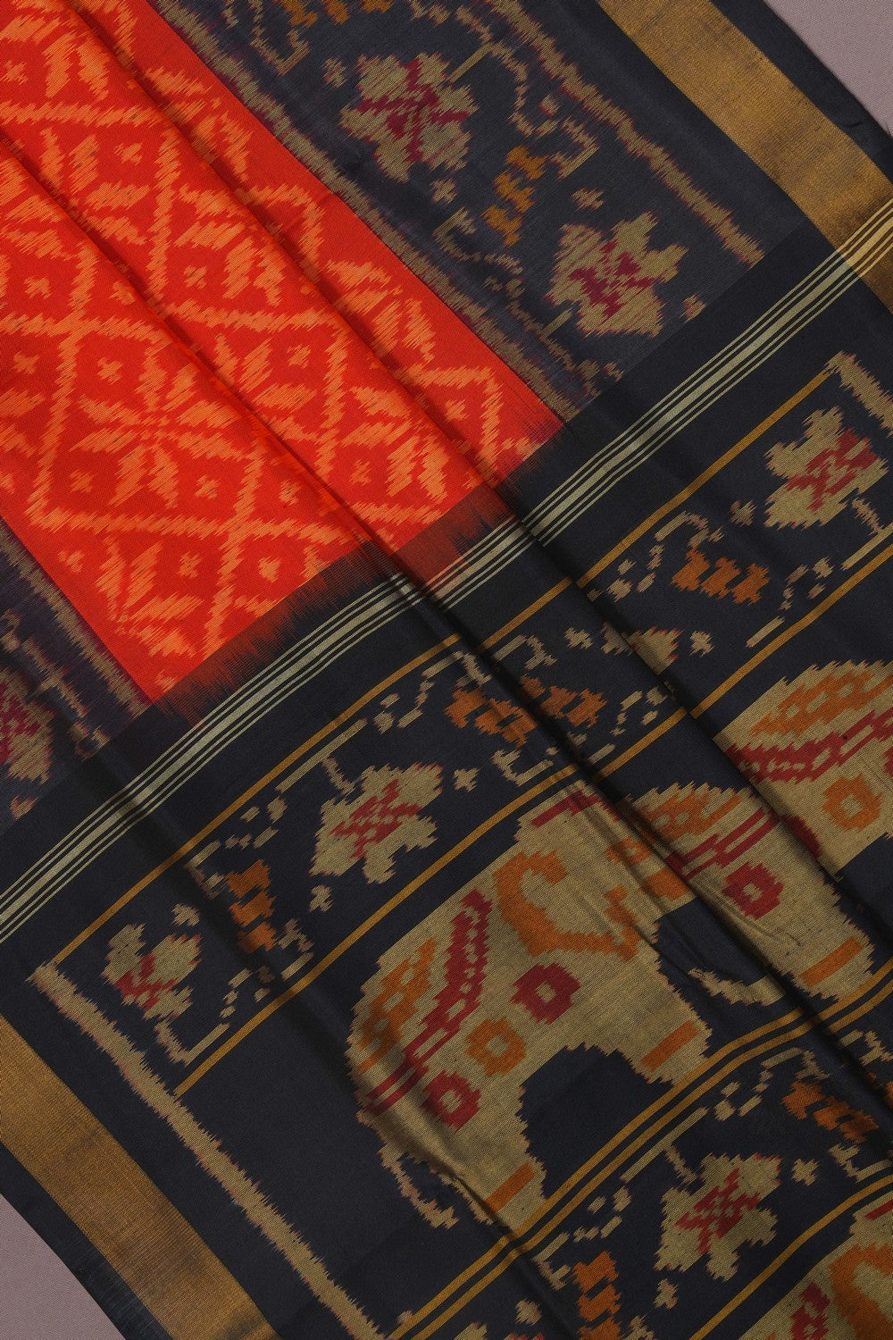 Image of Rajkot Silk Orange Saree