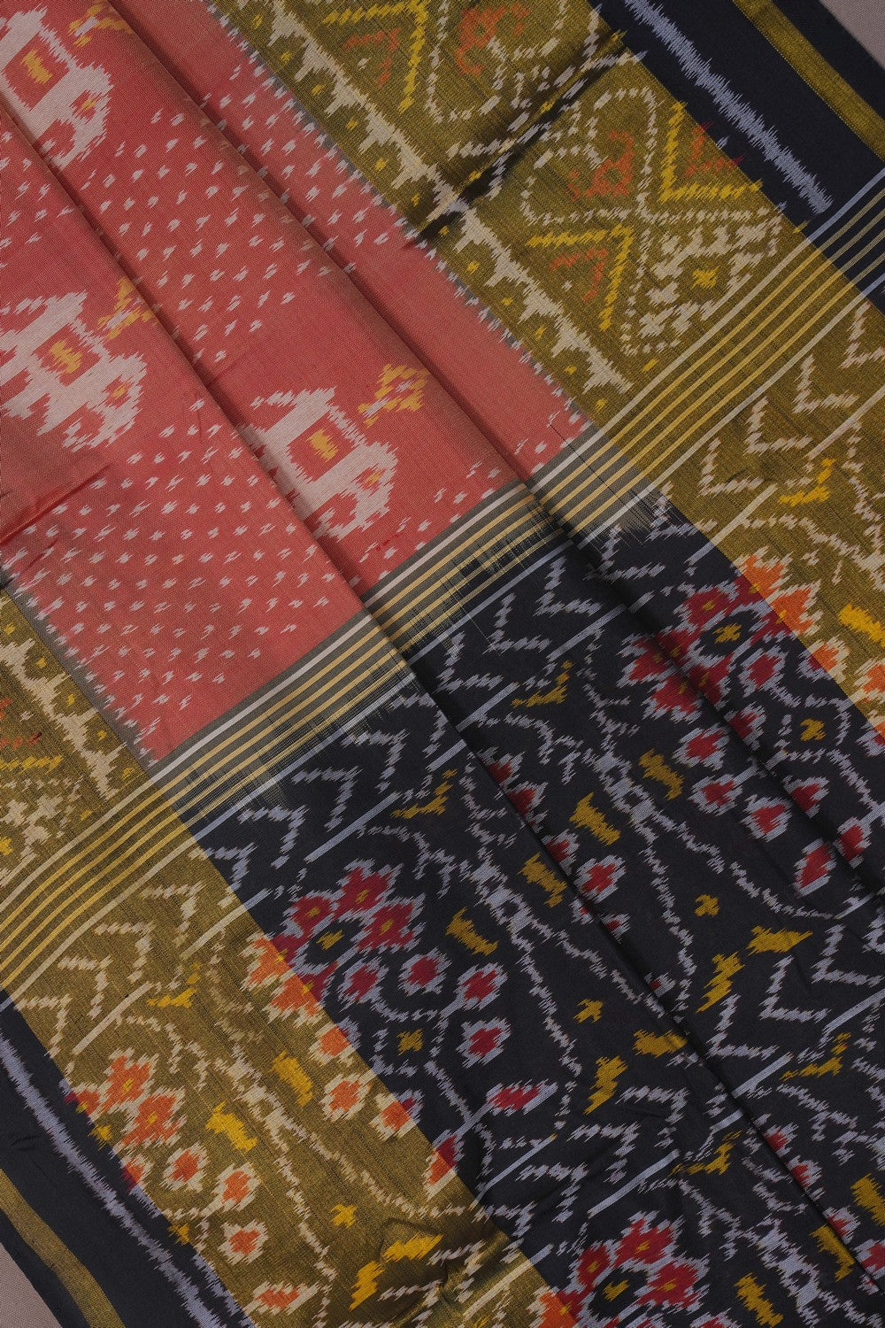 Image of Rajkot Silk Coral Peach Saree
