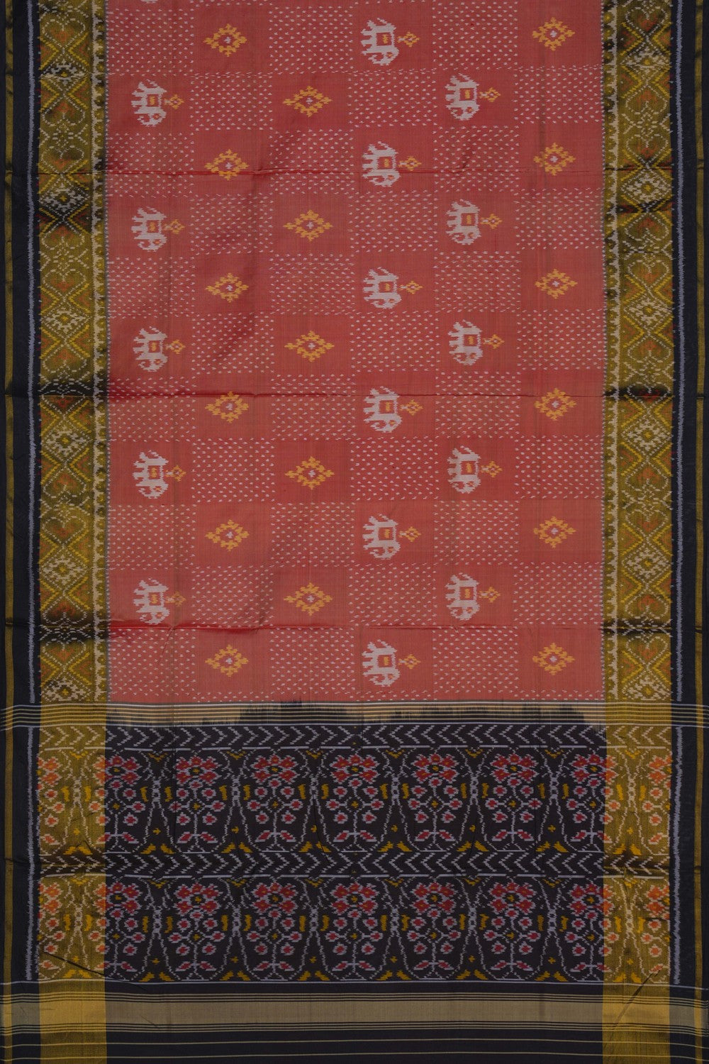 Image of Rajkot Silk Coral Peach Saree