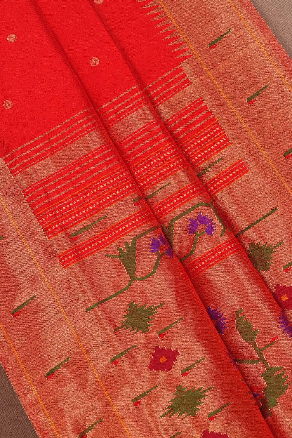 Image of Paithani Silk Red Saree