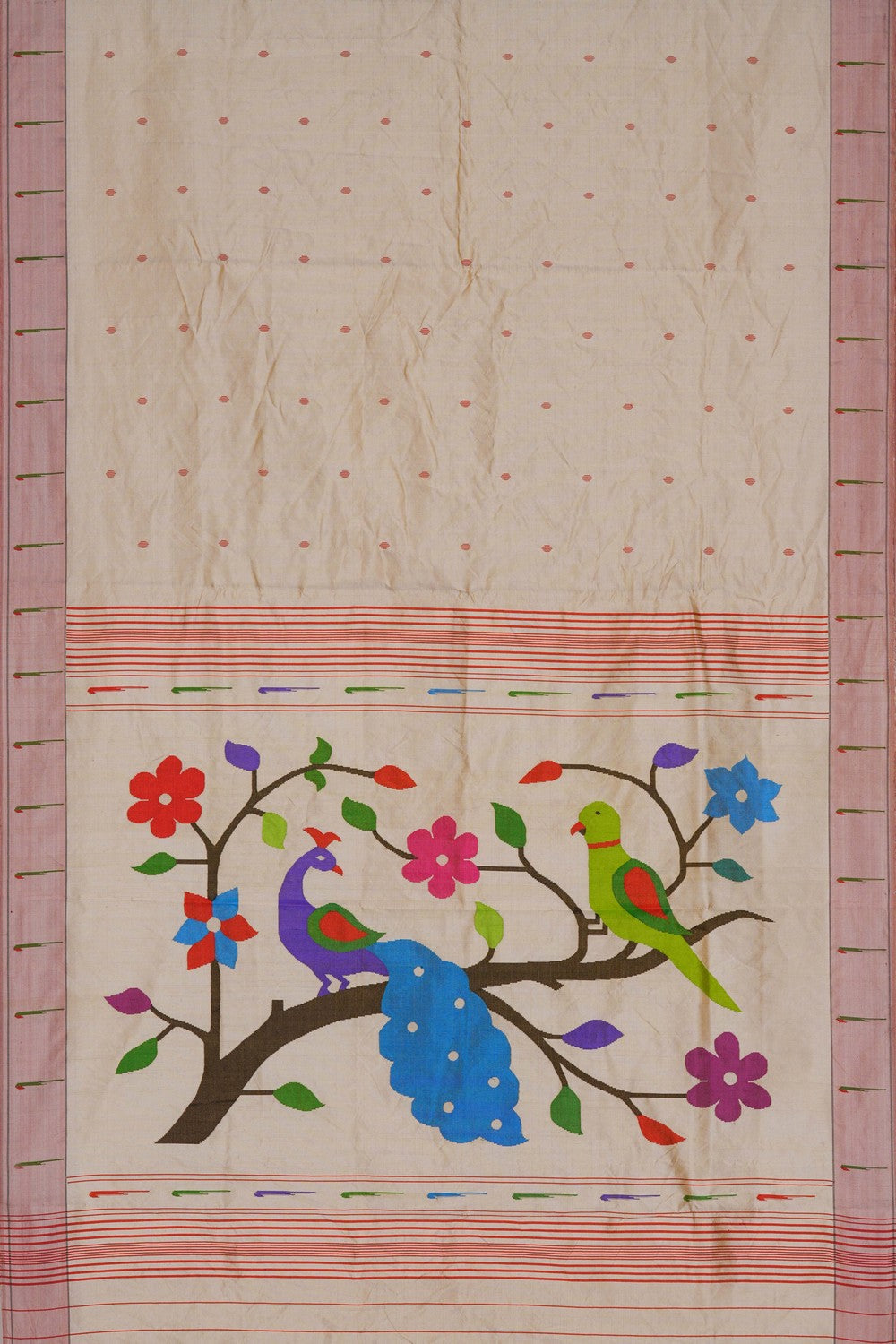 Image of Paithani Silk Off-White Saree