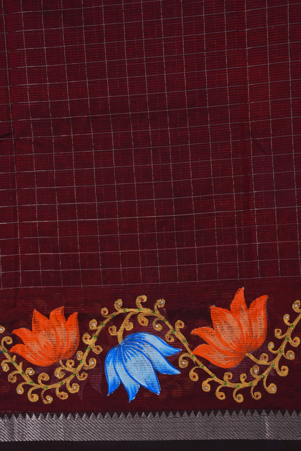 Image of Mangalgiri Silk Maroon Saree