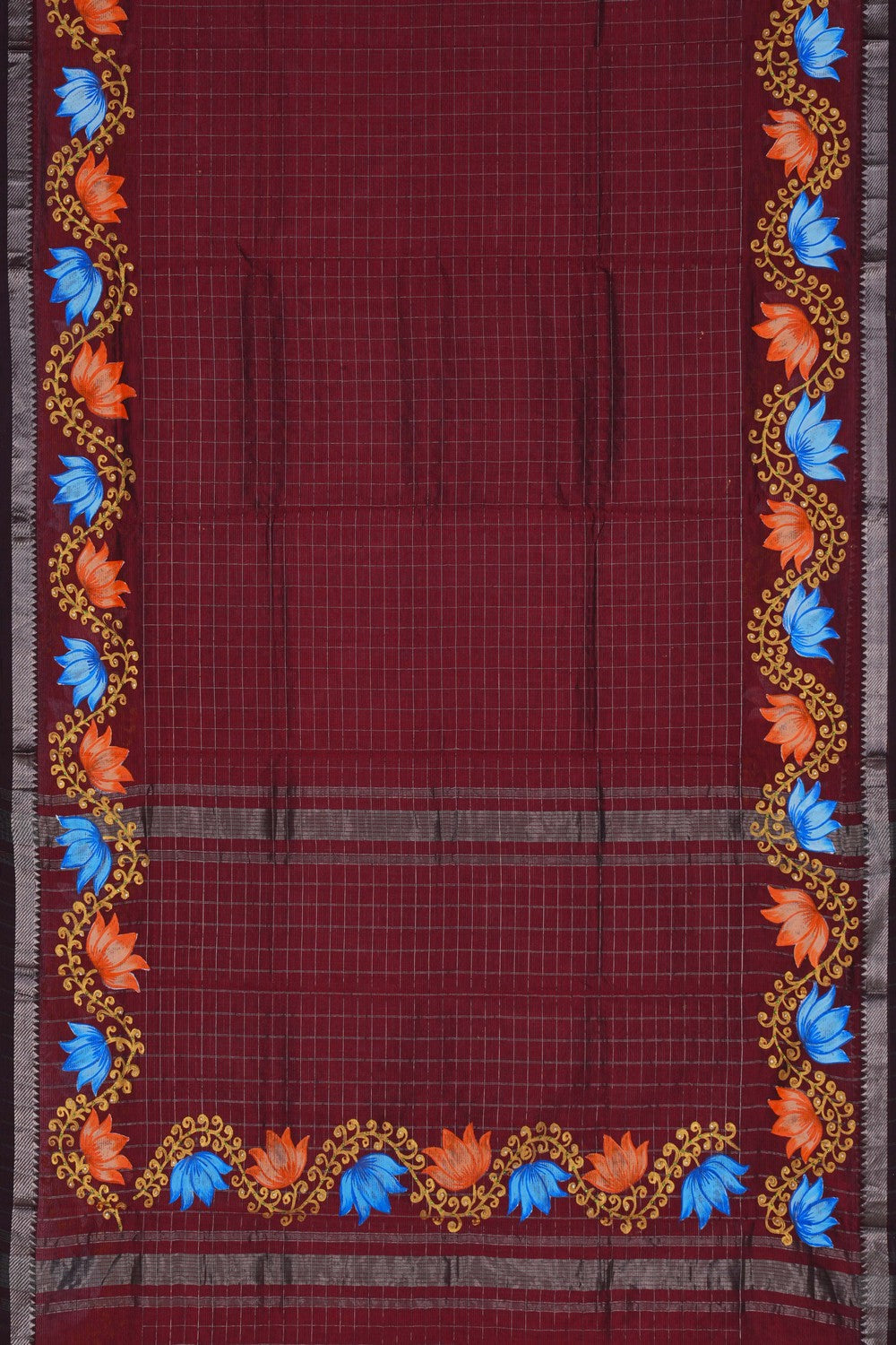 Image of Mangalgiri Silk Maroon Saree