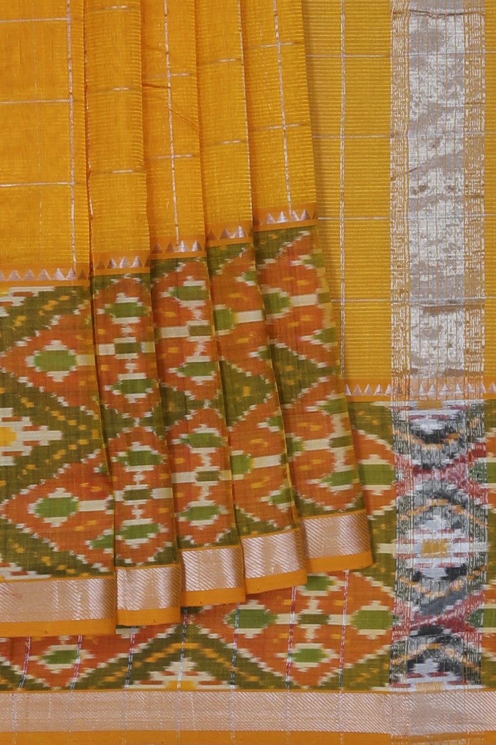Image of Mangalgiri Silk Yellow Saree