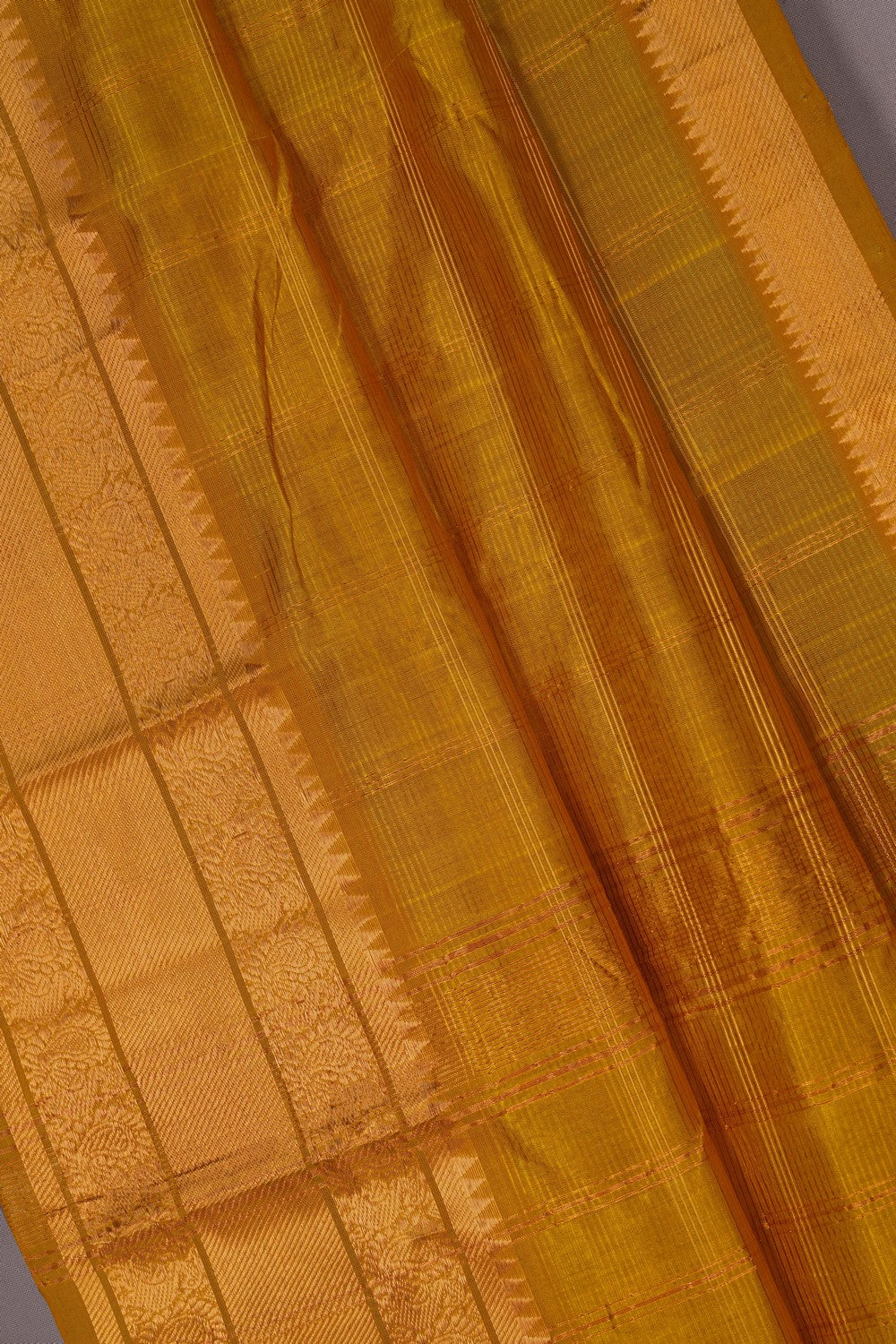Image of Mangalgiri Zari Kattam Yellow Saree