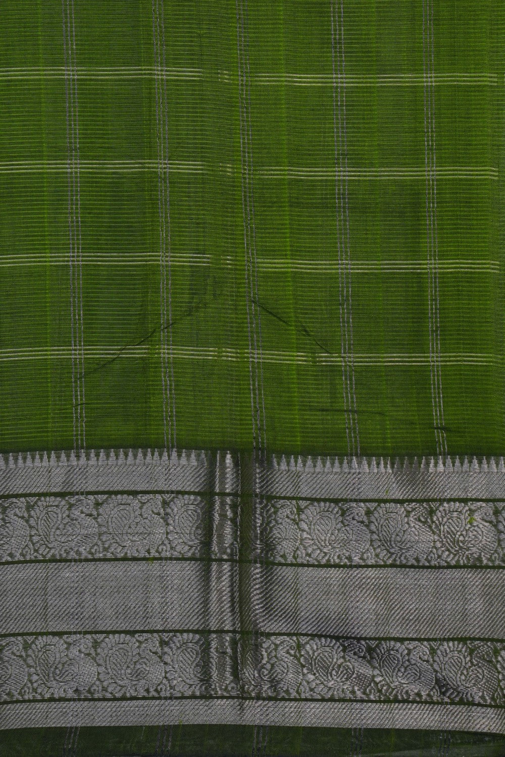 Image of Mangalgiri Zari Kattam Green Saree