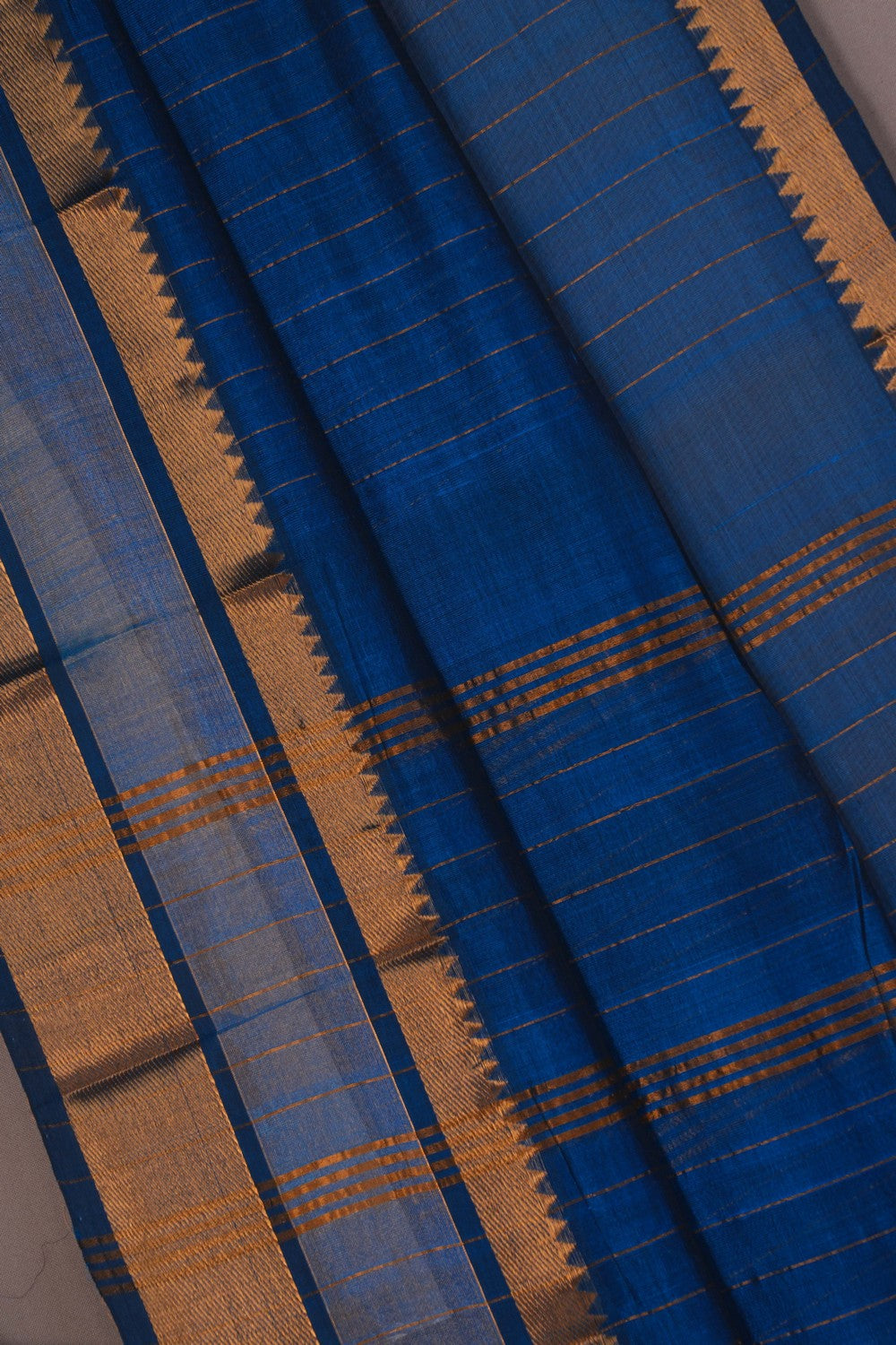 Image of Mangalgiri Zari Striped Blue Saree