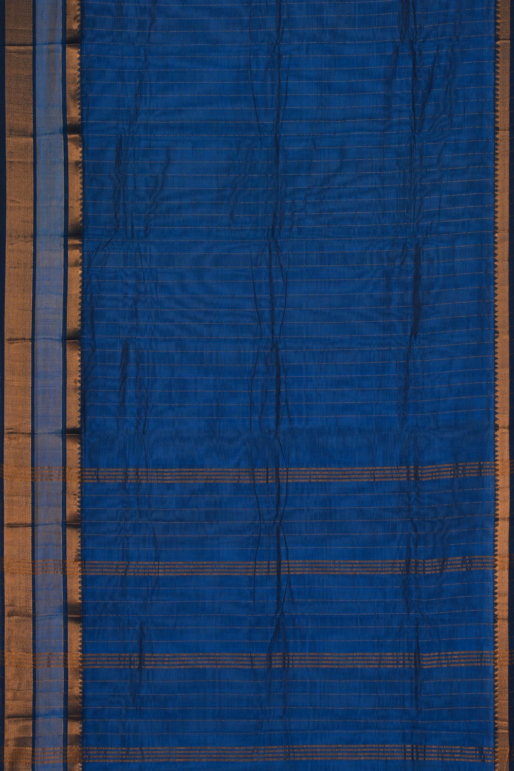 Image of Mangalgiri Zari Striped Blue Saree