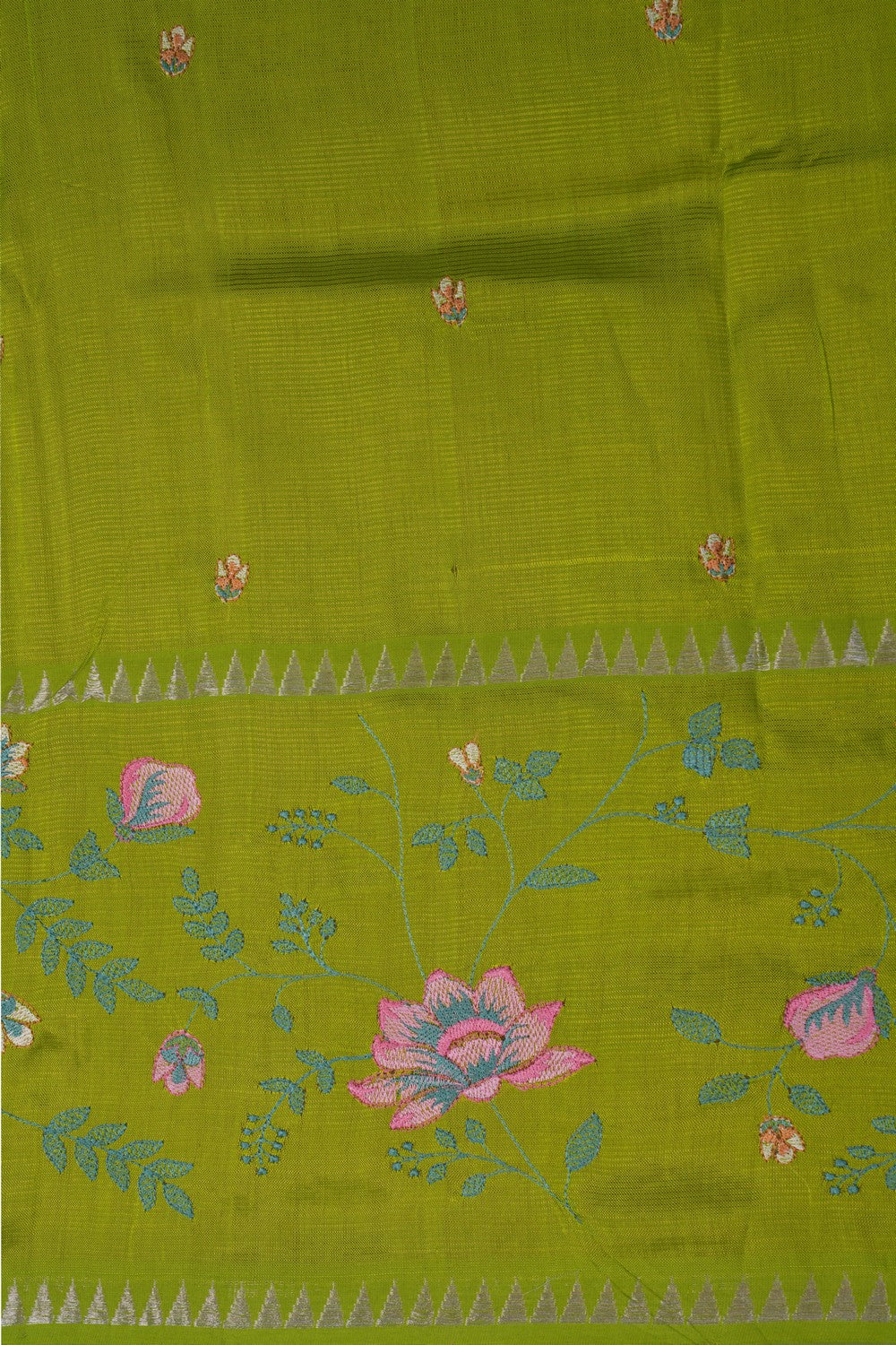 Image of Mangalgiri Silk Green Saree