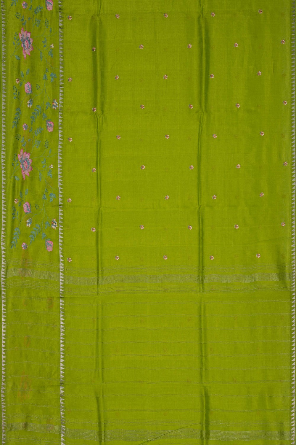 Image of Mangalgiri Silk Green Saree