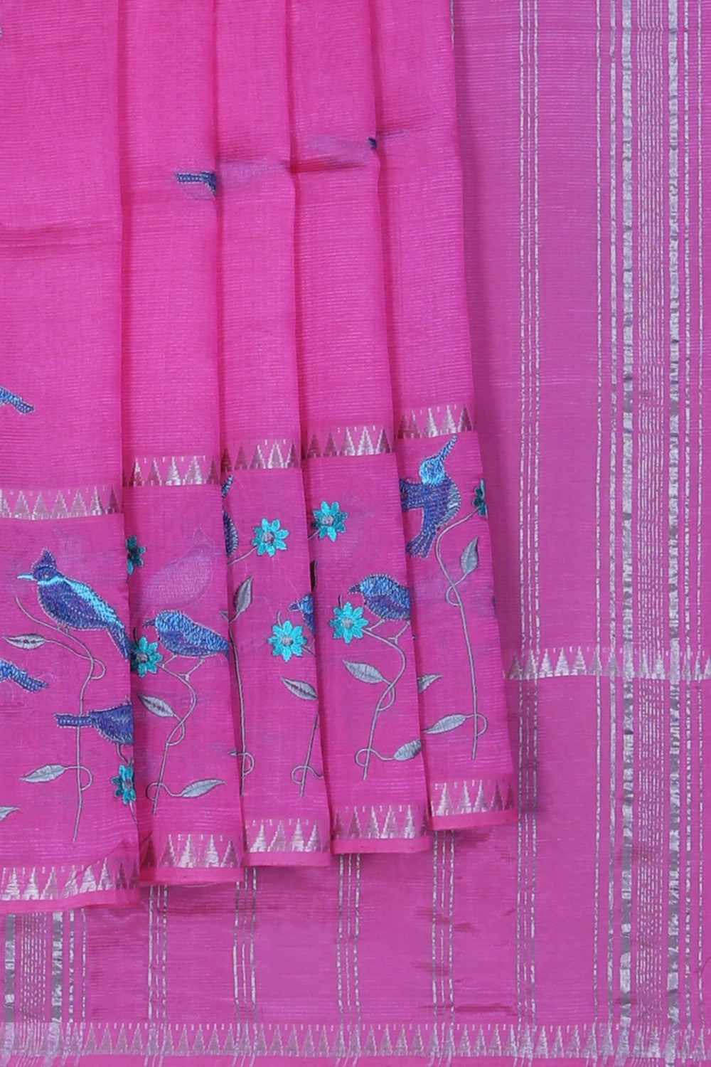 Image of Mangalgiri Silk Pink Saree