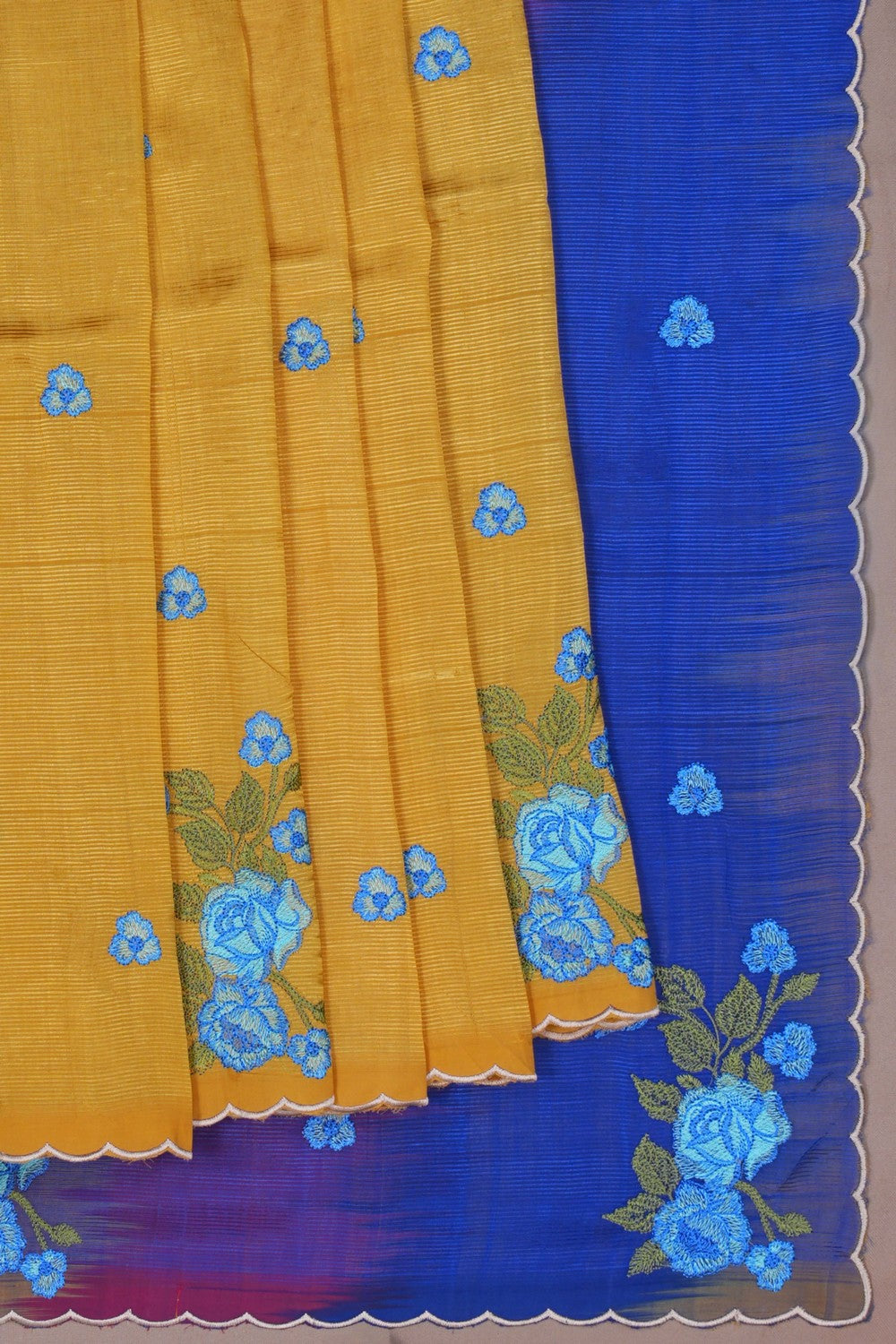 Image of Mangalgiri Silk Yellow Saree