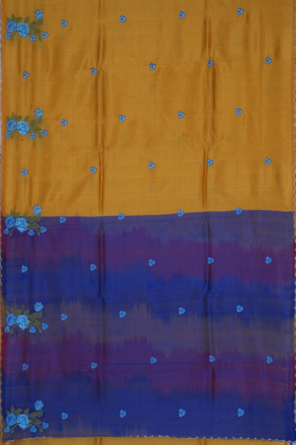 Image of Mangalgiri Silk Yellow Saree