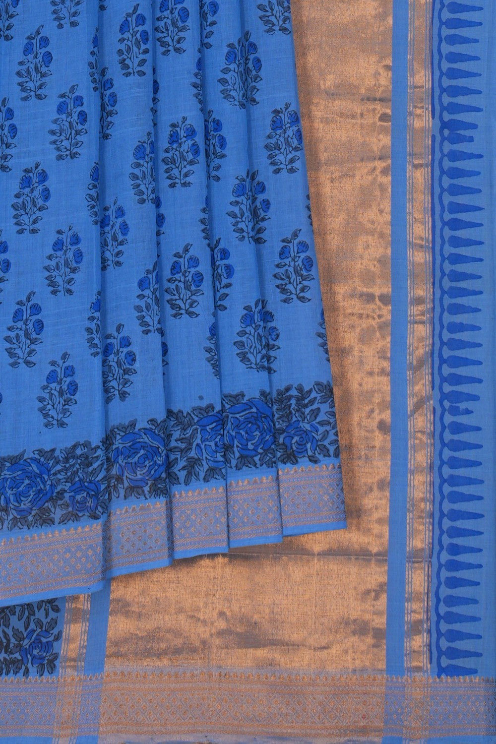 Image of Mangalgiri Cotton Smoky Blue Saree