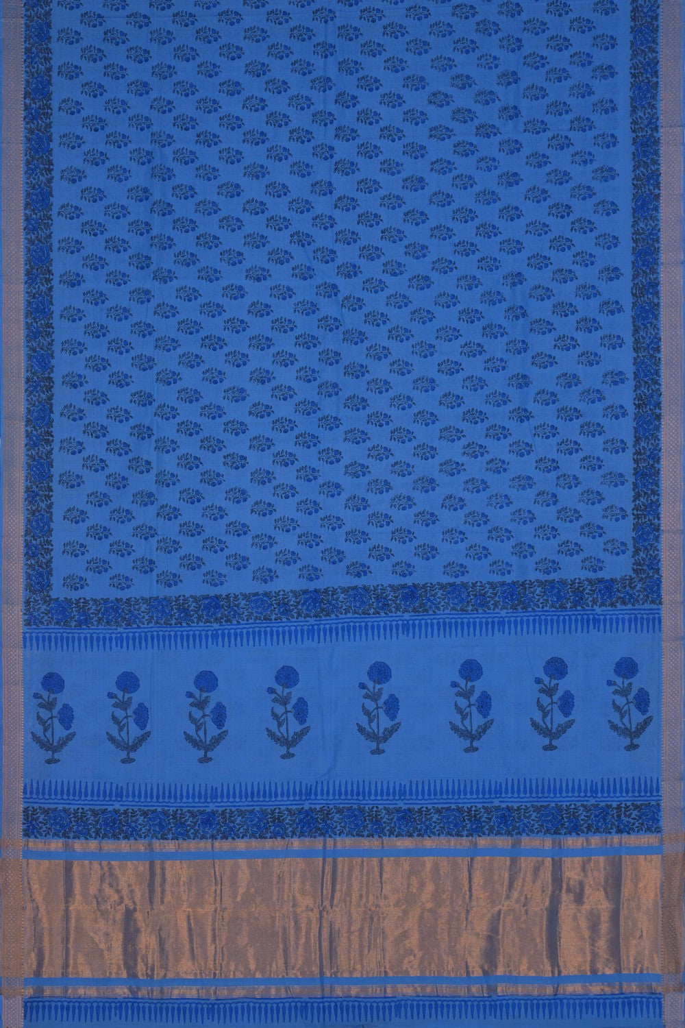 Image of Mangalgiri Cotton Smoky Blue Saree