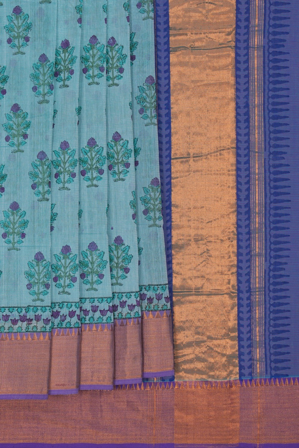 Image of Mangalgiri Aqua Blue Saree