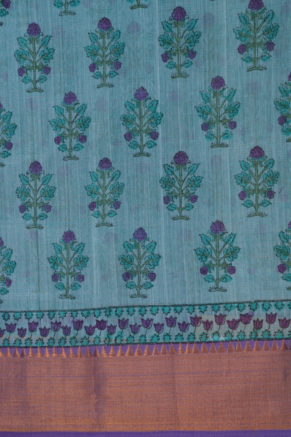 Image of Mangalgiri Aqua Blue Saree