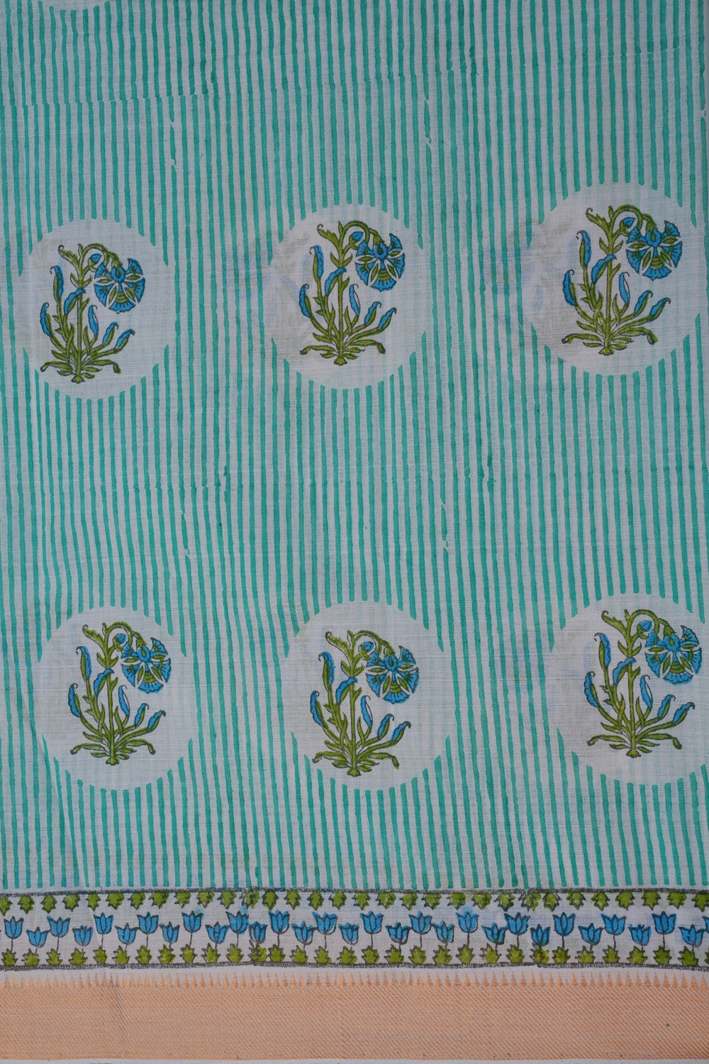 Image of Mangalgiri Cotton Aqua Green Saree