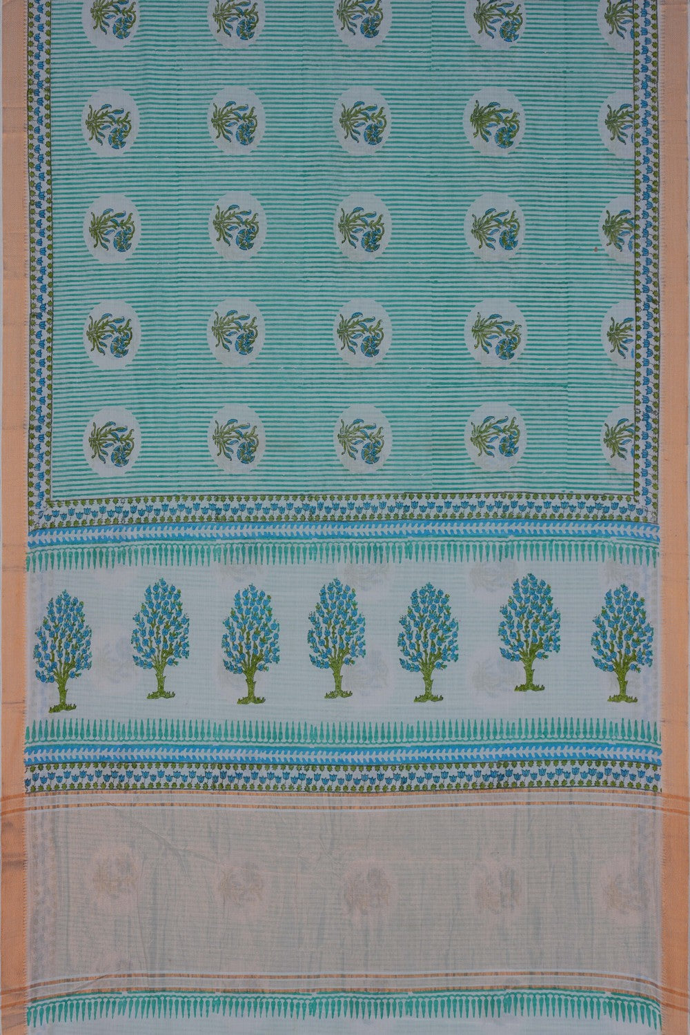 Image of Mangalgiri Cotton Aqua Green Saree