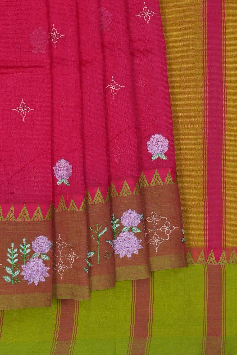 Image of Mangalgiri Silk Pink Saree