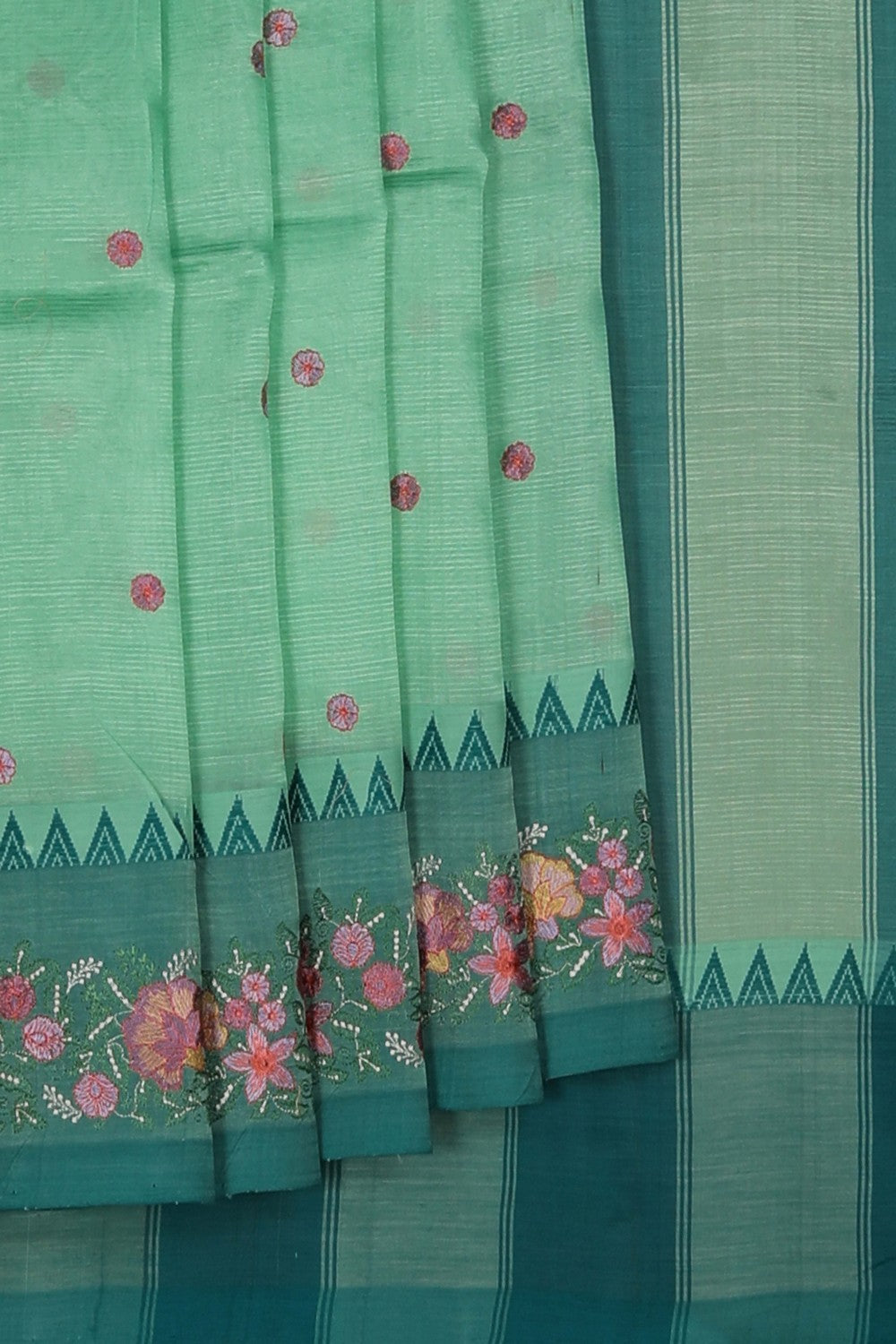 Image of Mangalgiri Silk Green Saree