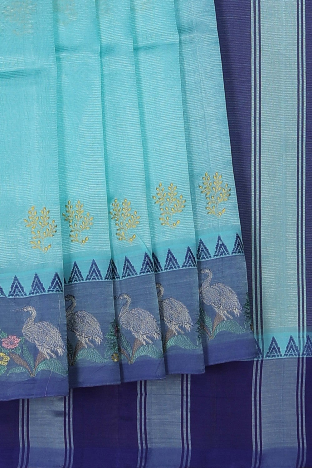 Image of Mangalgiri Silk Sea Green Saree