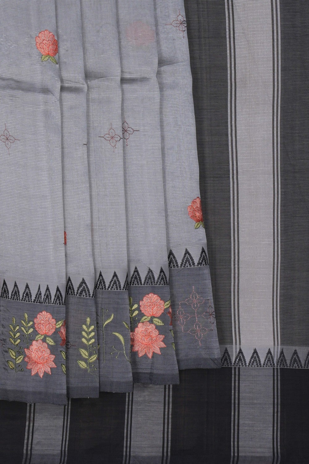 Image of Mangalgiri Silk Grey Saree
