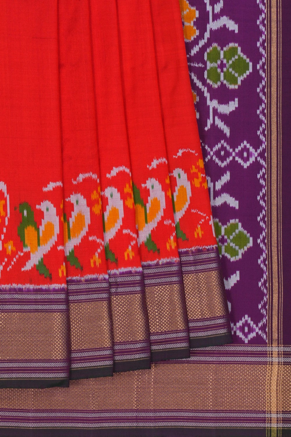 Image of Pochampally Ikat Silk Red Saree
