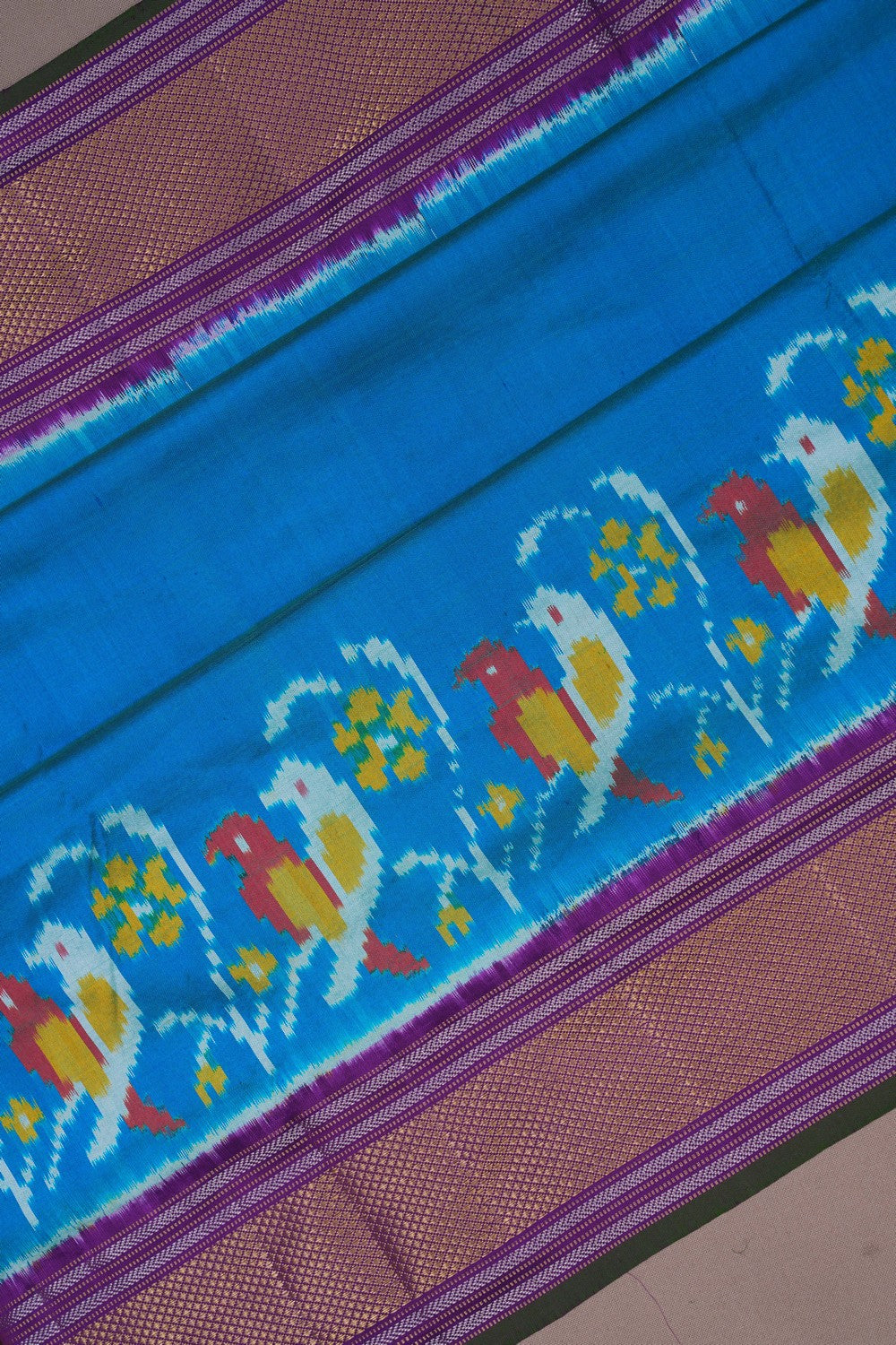 Image of Pochampally Ikat Silk Blue Saree
