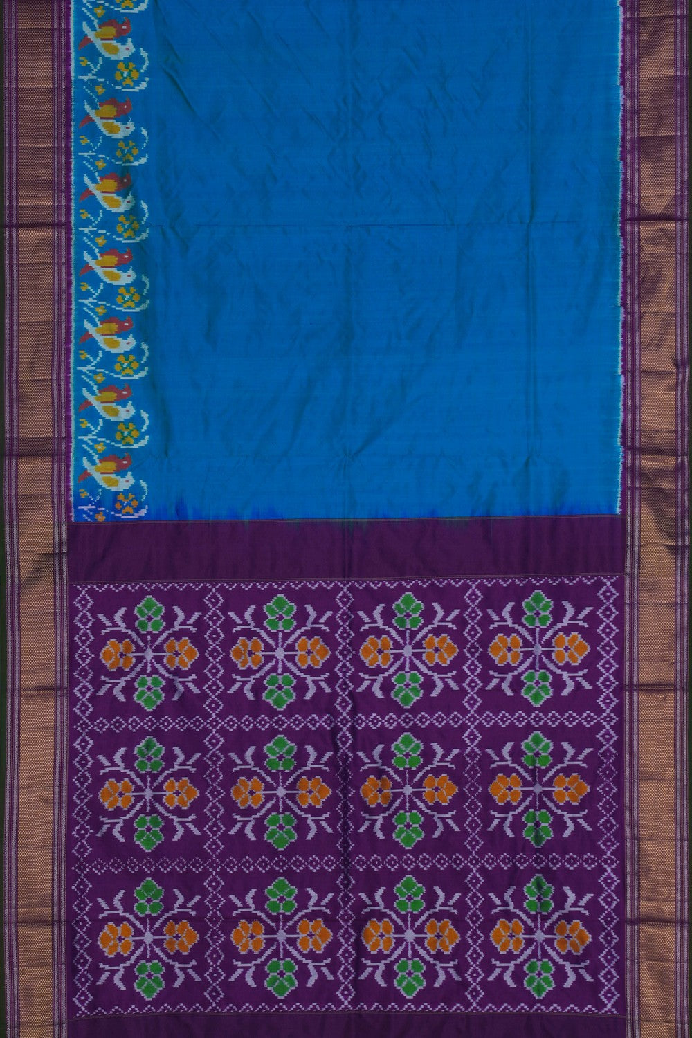 Image of Pochampally Ikat Silk Blue Saree