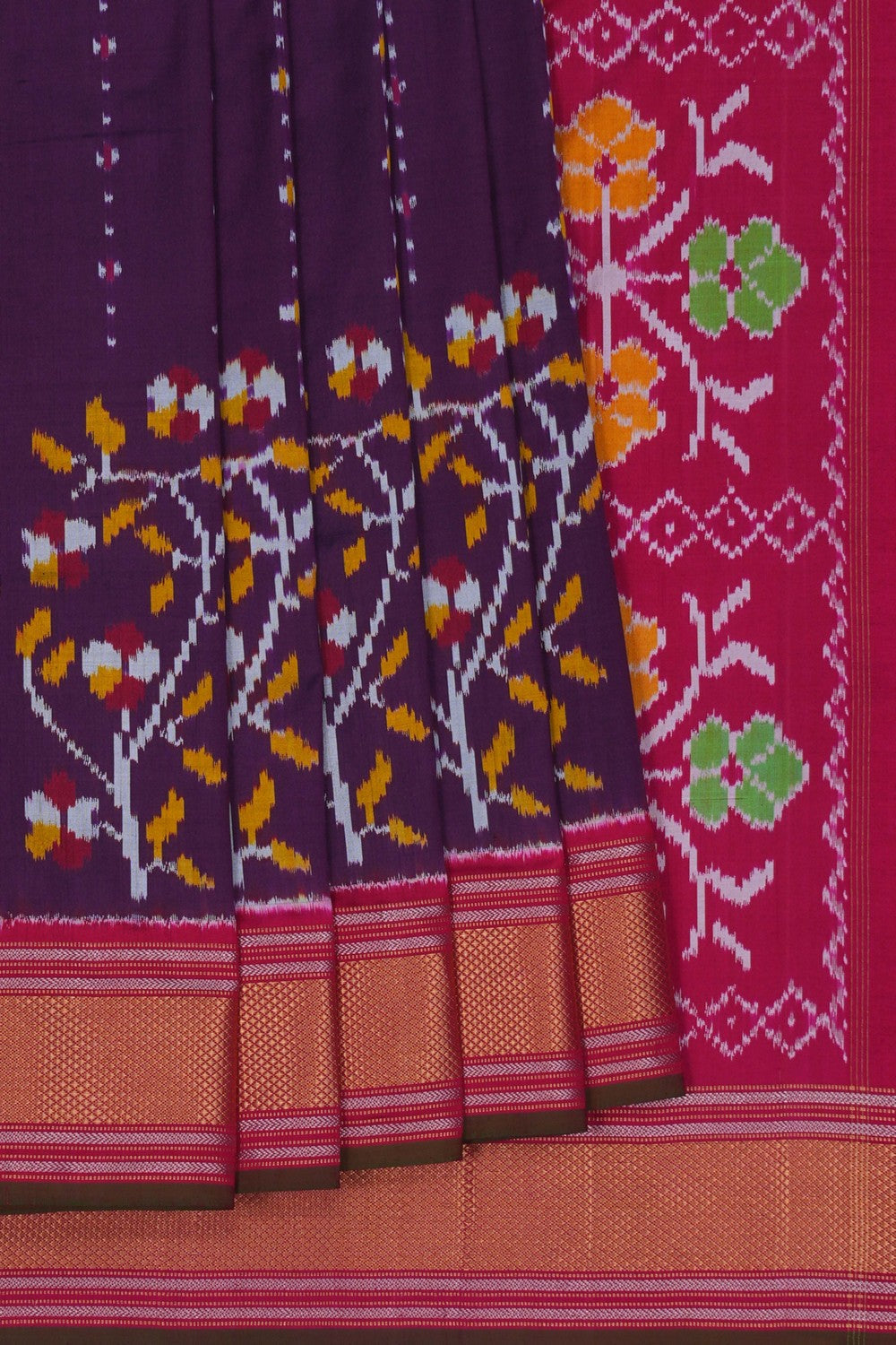 Image of Pochampally Ikat Silk Purple Saree