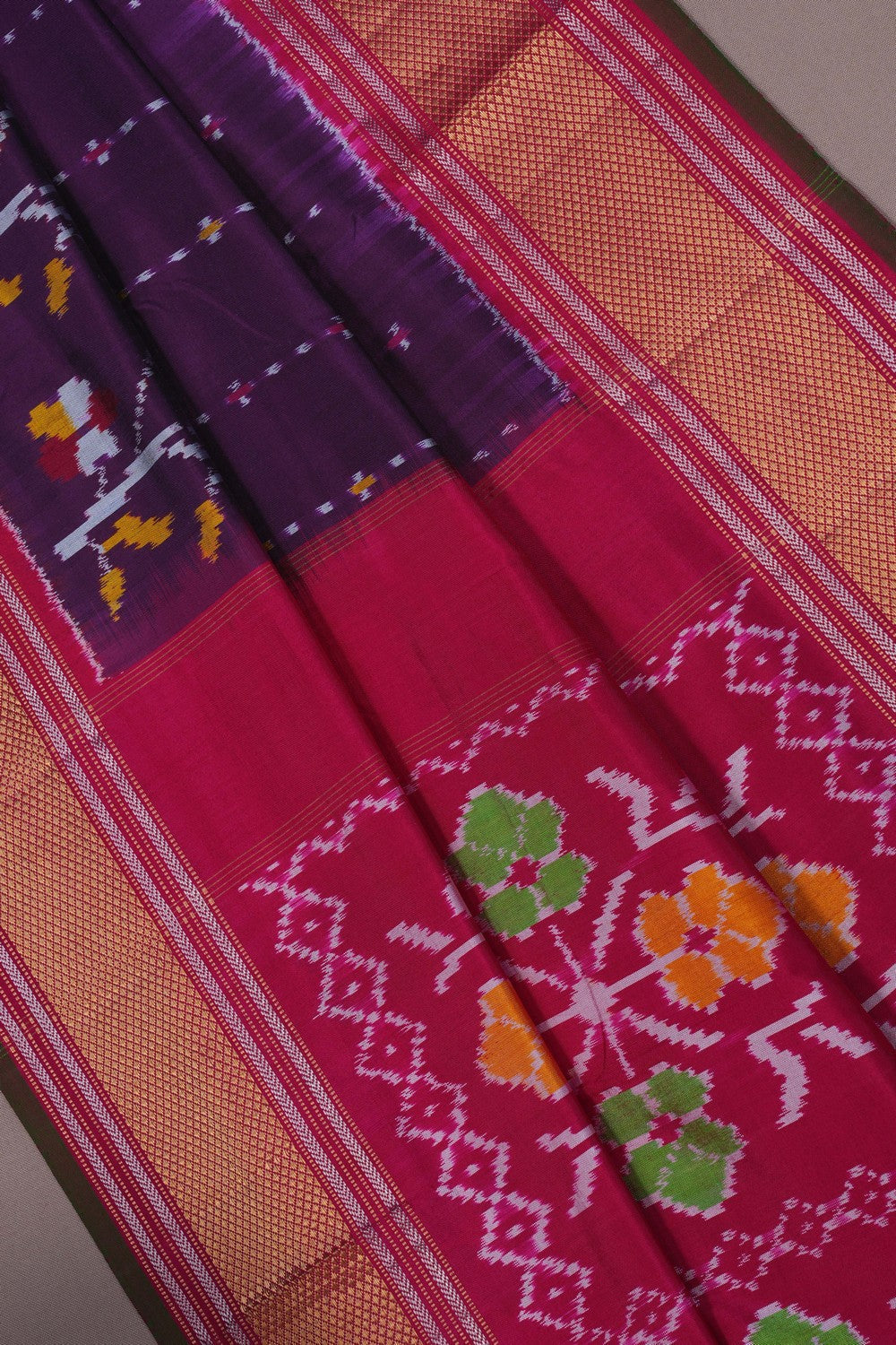 Image of Pochampally Ikat Silk Purple Saree