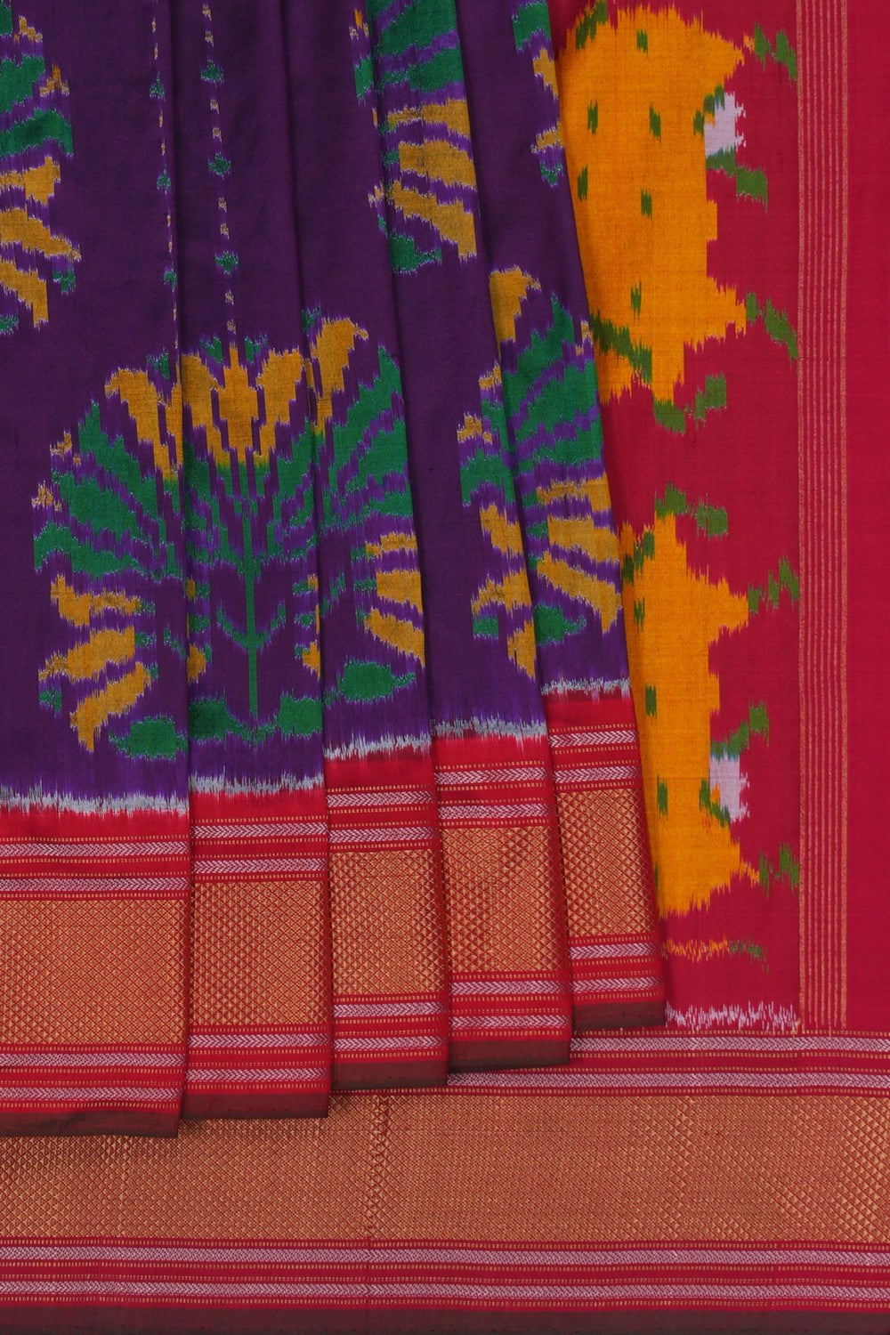 Image of Pochampally Ikat Silk Purple Saree