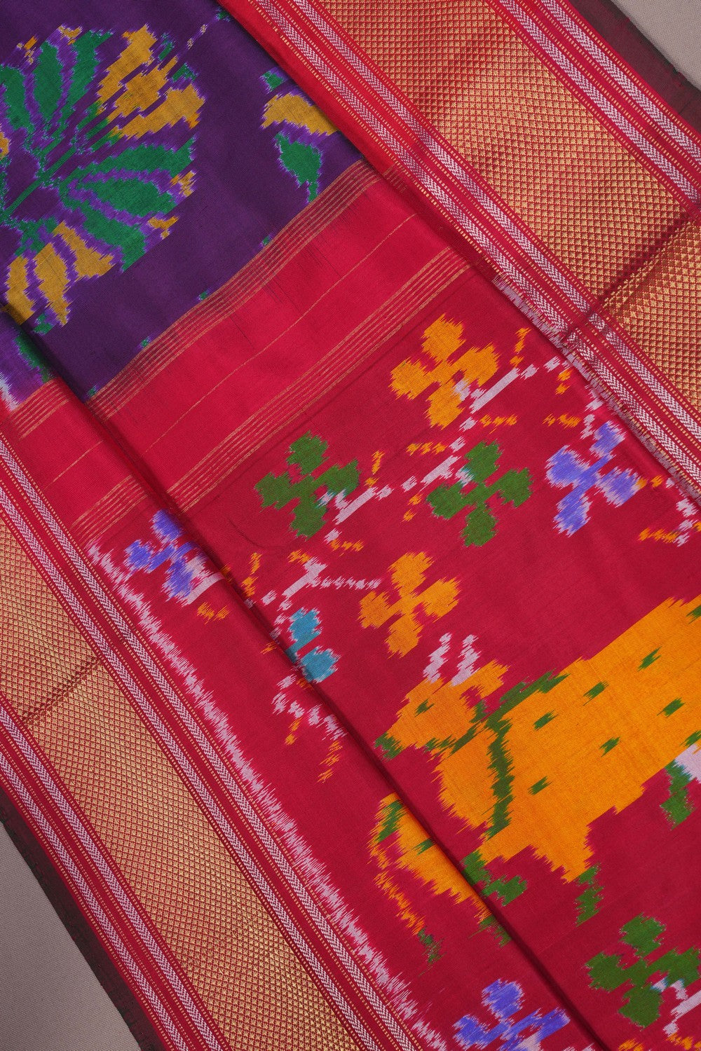Image of Pochampally Ikat Silk Purple Saree