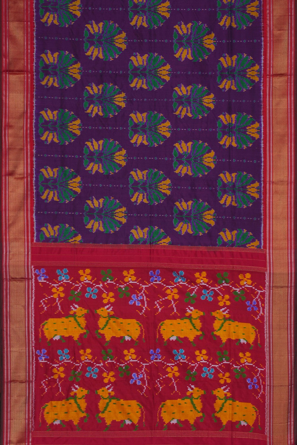 Image of Pochampally Ikat Silk Purple Saree