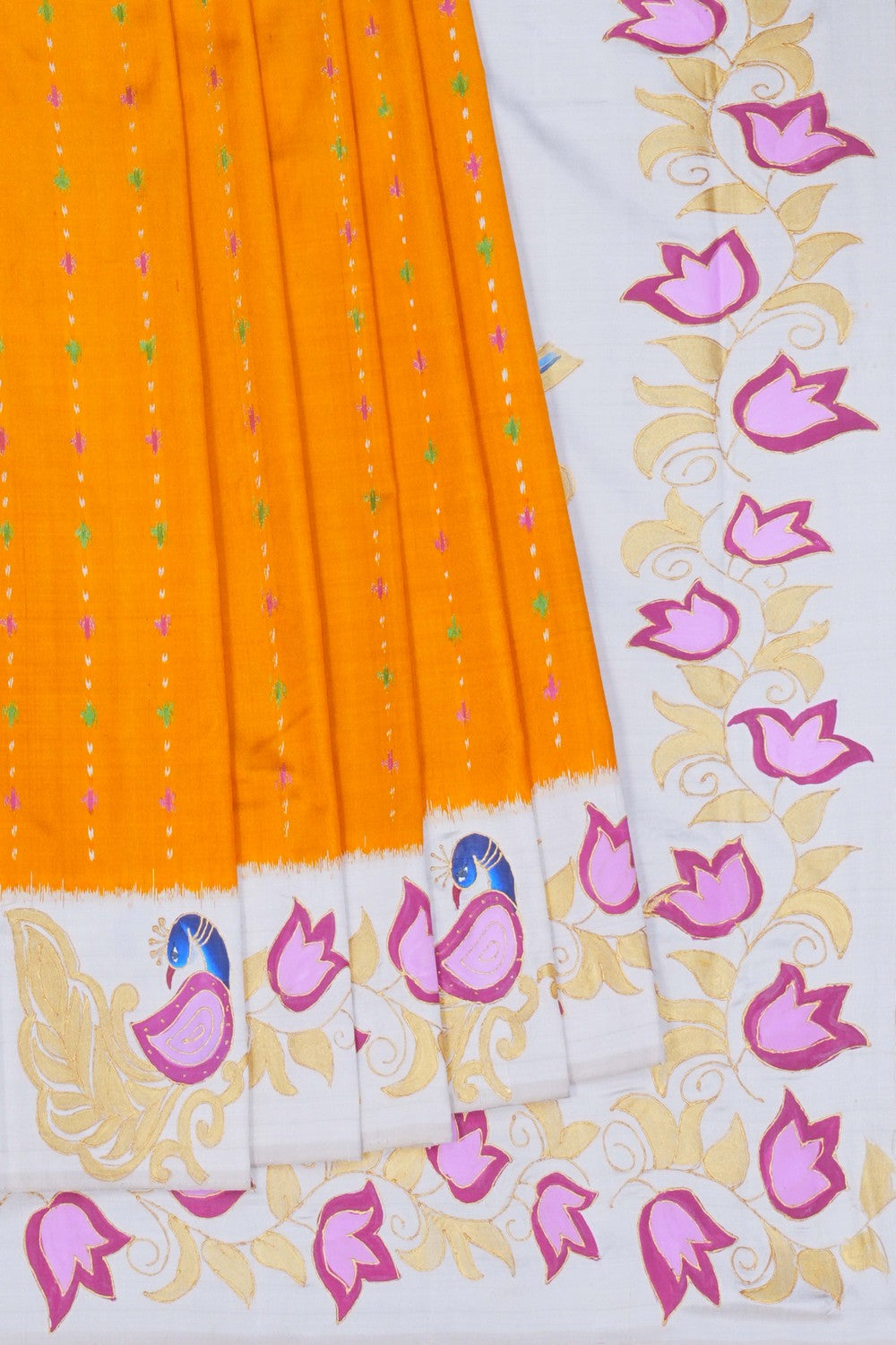 Image of Pochampally Ikat Silk Yellow Saree
