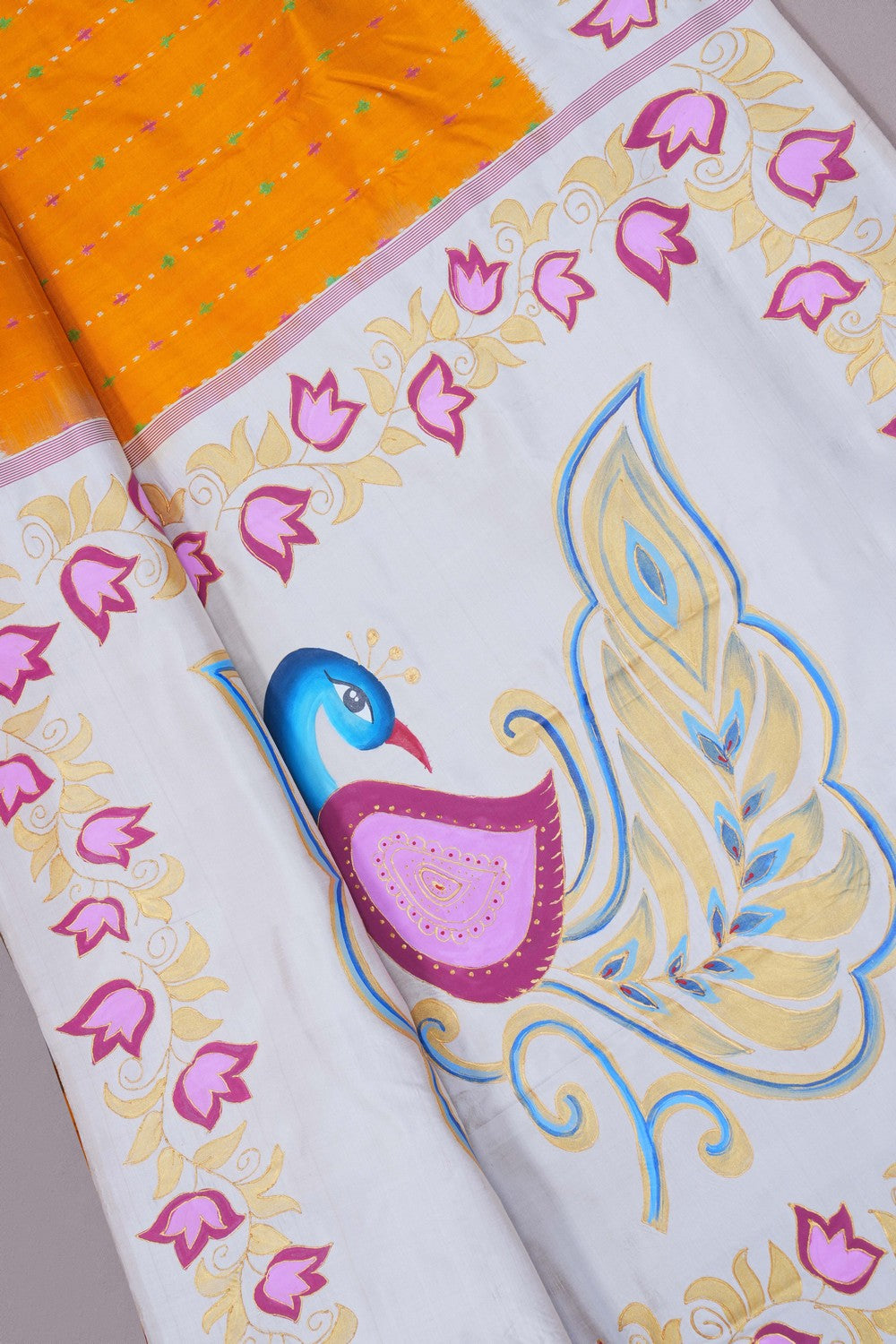 Image of Pochampally Ikat Silk Yellow Saree