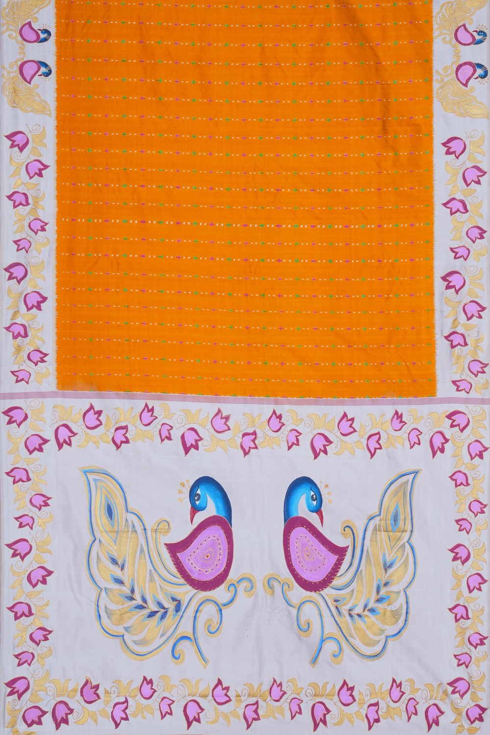 Image of Pochampally Ikat Silk Yellow Saree