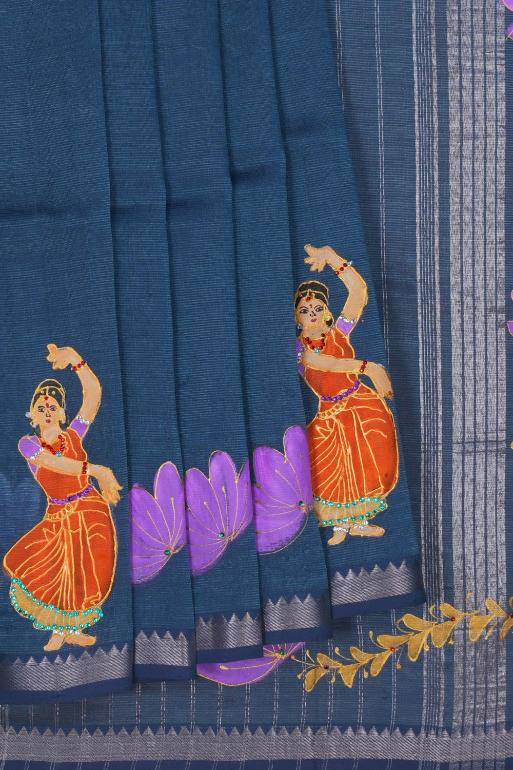 Image of Mangalgiri Silk Grey Saree