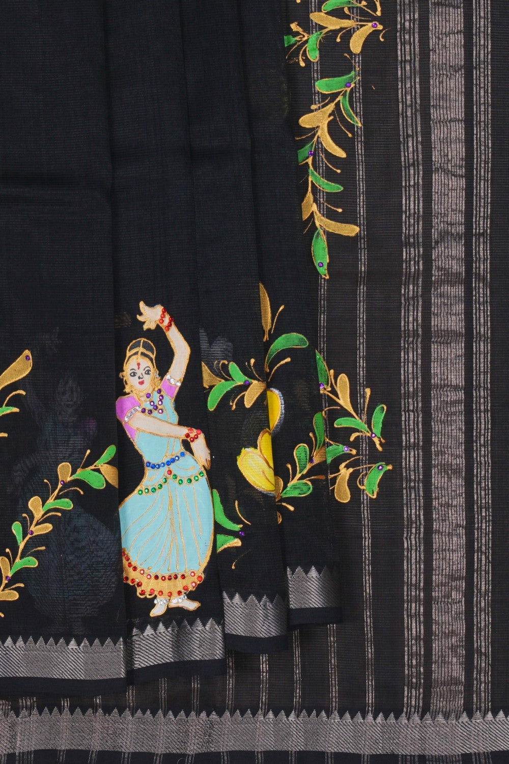 Image of Mangalgiri Silk Black Saree