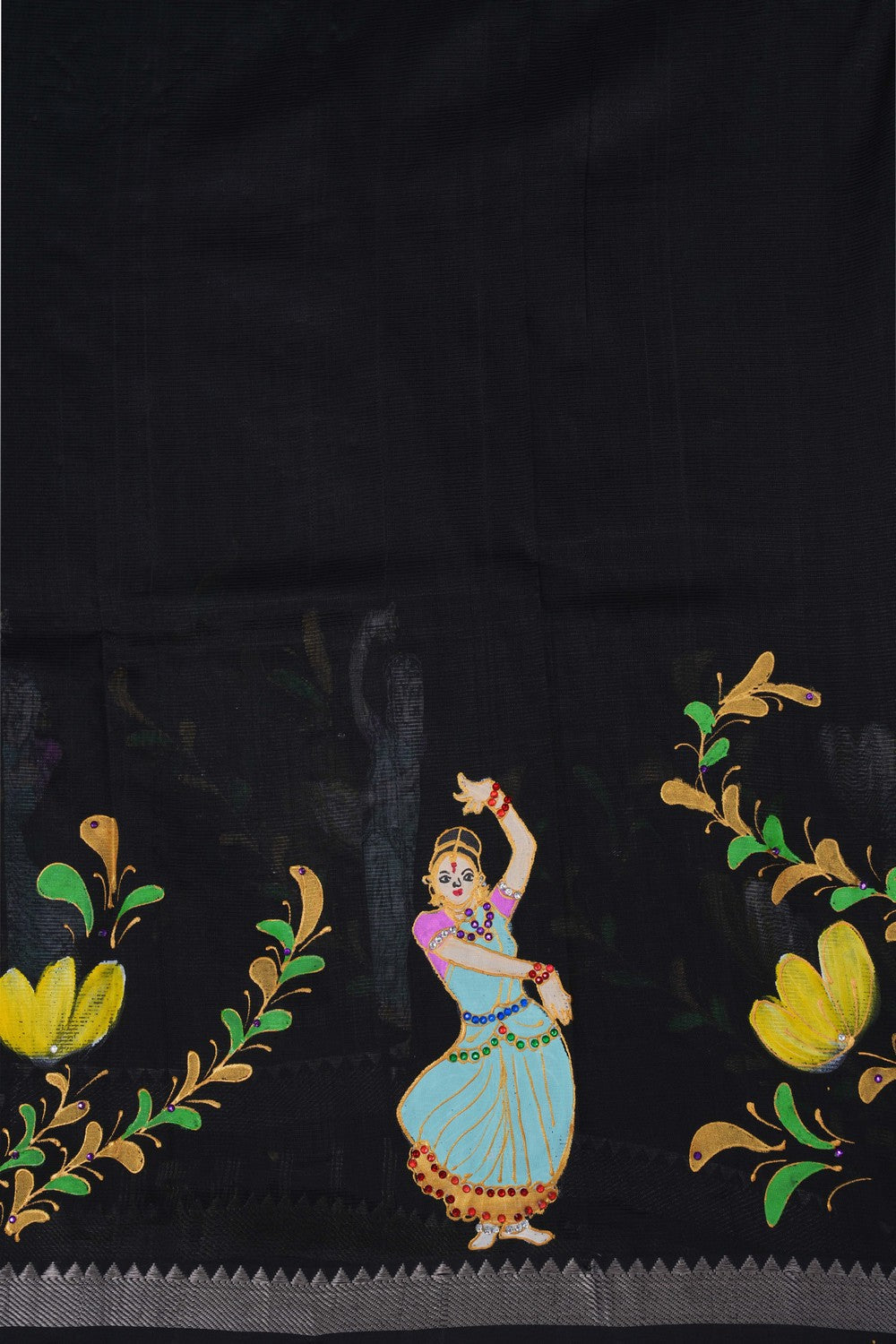 Image of Mangalgiri Silk Black Saree