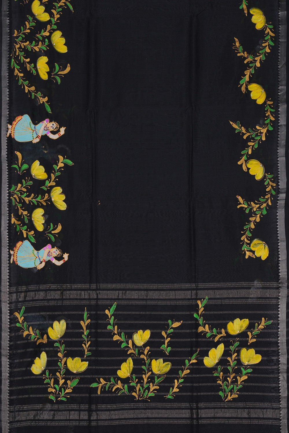 Image of Mangalgiri Silk Black Saree