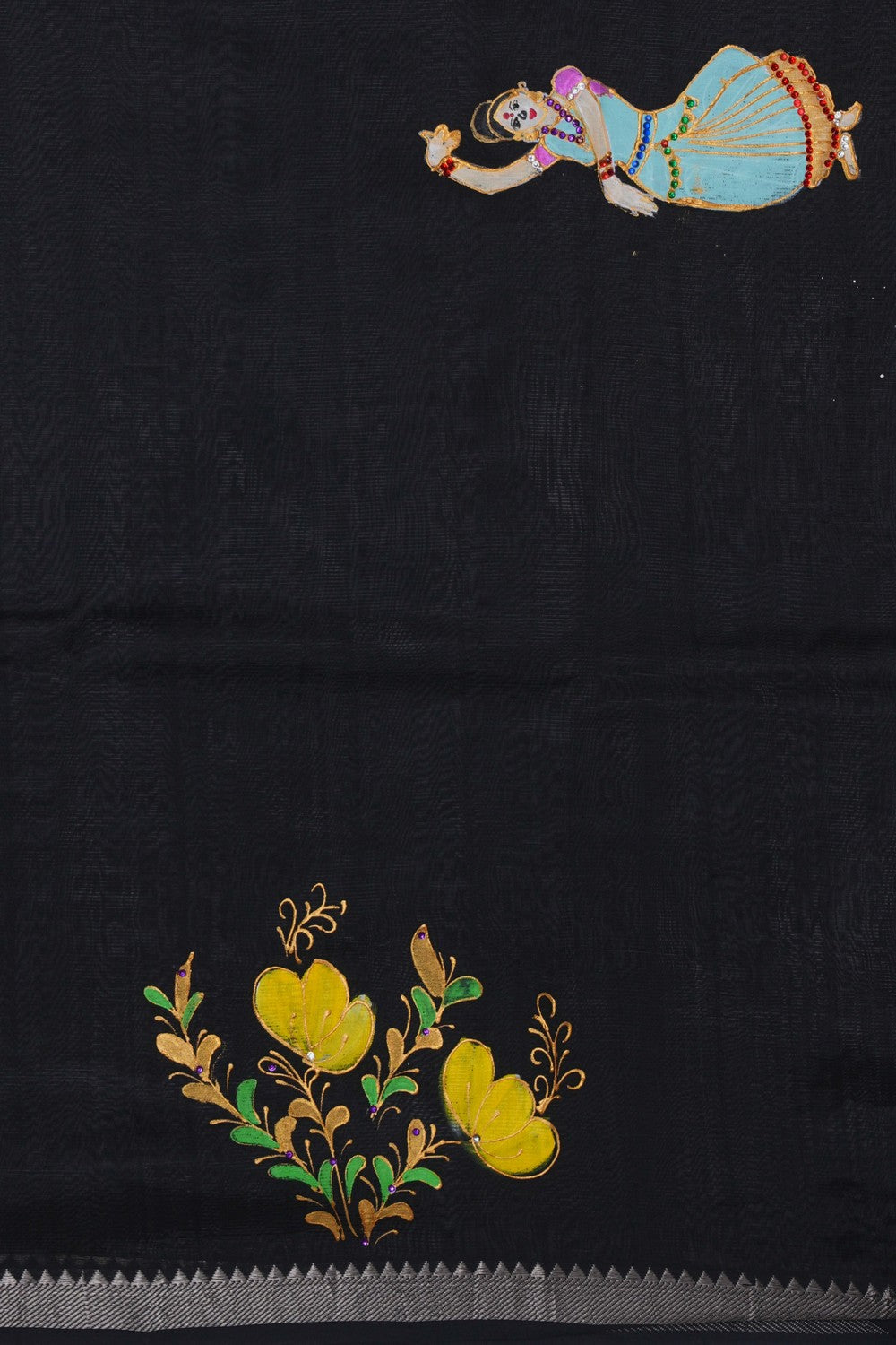 Image of Mangalgiri Silk Black Saree