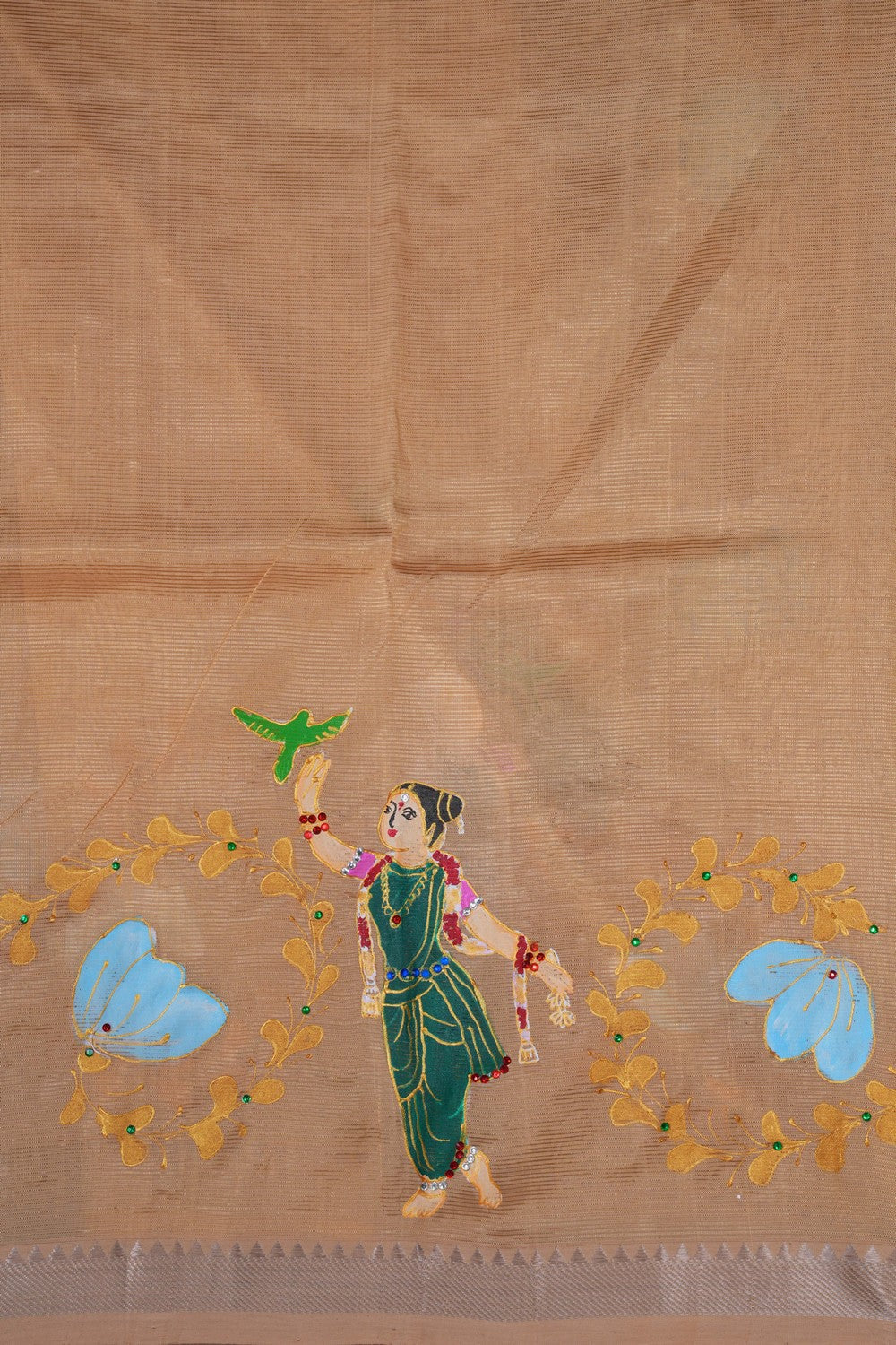 Image of Mangalgiri Silk Beige Saree