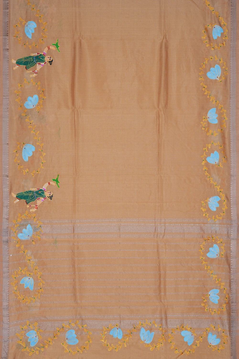 Image of Mangalgiri Silk Beige Saree