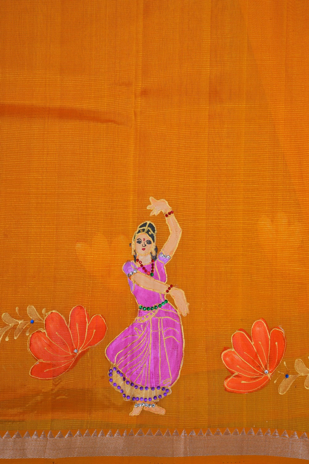 Image of Mangalgiri Silk Yellow Saree