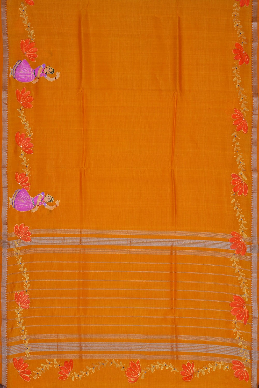 Image of Mangalgiri Silk Yellow Saree